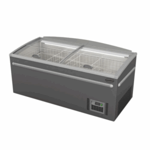 Supermarked fryseboks med glasslokk, automatisk avrimming - grå - 1850x850x795mm