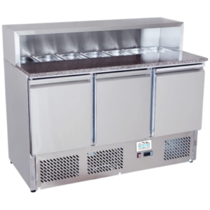 ATOSA - ICE-A-COOL Pizzabenk ICE3854GR med 3 dører og granitttopp, 8 x GN 1/6