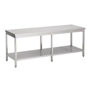 Combisteel arbeidsbord i rustfritt stål med bunnhylle, 2600 x 700 mm