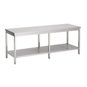 Combisteel arbeidsbord i rustfritt stål med bunnhylle, 2500 x 700 mm