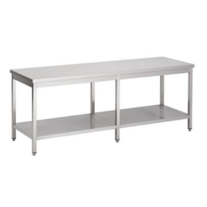 Combisteel arbeidsbord i rustfritt stål med bunnhylle, 2300 x 700 mm