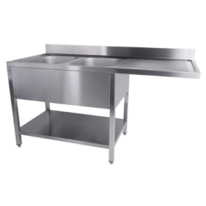 Combisteel oppvaskbenk med 2 kummer venstre og hylle, 1600 mm