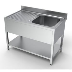Combisteel oppvaskbenk med én kum til høyre og underhylle, 1200 mm