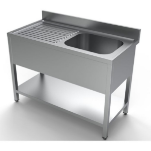 Combisteel oppvaskbenk med kum til høyre og underhylle, 1200 mm