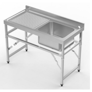 Combisteel sammenleggbar oppvaskbenk med kum til høyre, 1200 mm