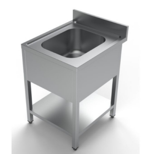 Combisteel oppvaskbenk med sentrert kum og underhylle, 600 mm