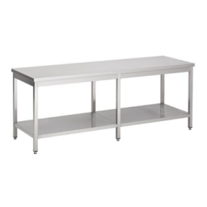 Combisteel arbeidsbenk i rustfritt stål med underhylle, 2700 x 800 mm