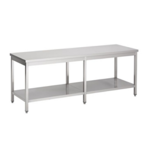 Combisteel arbeidsbord i rustfritt stål med underhylle, 2400 x 800 mm