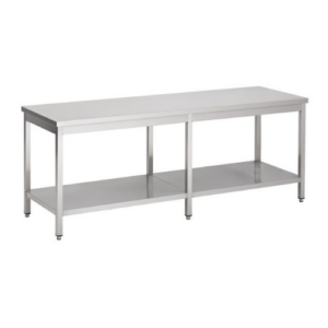 Combisteel arbeidsbord i rustfritt stål med underhylle, 2200 x 800 mm