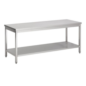 Combisteel arbeidsbord i rustfritt stål med underhylle, 1400 x 800 mm