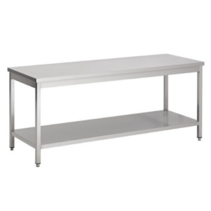 Combisteel arbeidsbord i rustfritt stål med underhylle, 1400 x 800 mm