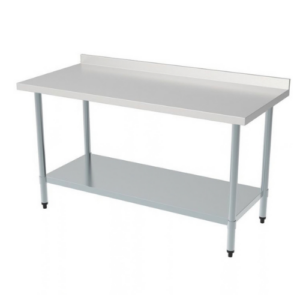 Combisteel arbeidsbord i rustfritt stål med underhylle og oppkant, 700 x 700 mm