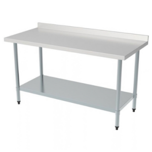 Combisteel arbeidsbord i rustfritt stål med underhylle og oppkant, 1800 x 700 mm