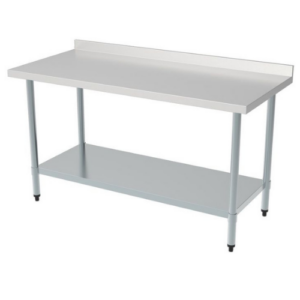 Combisteel arbeidsbord i rustfritt stål med underhylle og oppkant, 1600 x 700 mm