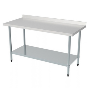 Combisteel arbeidsbord i rustfritt stål med underhylle og bakkant, 1200 x 700 mm