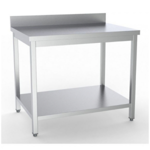 Combisteel arbeidsbord i rustfritt stål med underhylle og bakkant, 1200 x 700 mm