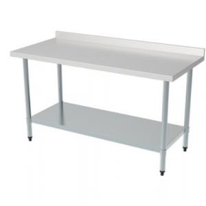 Combisteel arbeidsbord i rustfritt stål med underhylle og bakkant, 1000 x 700 mm