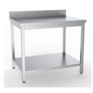 Combisteel arbeidsbord i rustfritt stål med underhylle og bakkant, 1000 x 700 mm