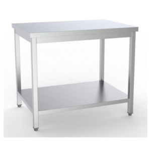Combisteel arbeidsbord i rustfritt stål med bunnhylle, 1400 x 700 mm