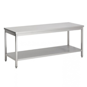 Combisteel arbeidsbord i rustfritt stål med bunnhylle, 700 x 700 mm