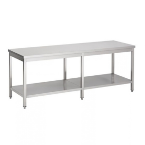 Combisteel arbeidsbord i rustfritt stål med bunnhylle, 2800 x 700 mm