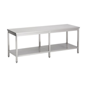 Combisteel arbeidsbord i rustfritt stål med bunnhylle, 2700 x 700 mm