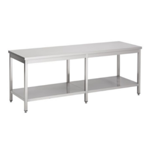 Combisteel arbeidsbord i rustfritt stål med bunnhylle, 2400 x 700 mm