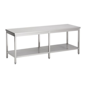 Combisteel arbeidsbord i rustfritt stål med underhylle, 2700 x 600 mm