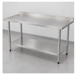 Combisteel arbeidsbord i rustfritt stål med underhylle og oppkant, 2000 x 700 mm