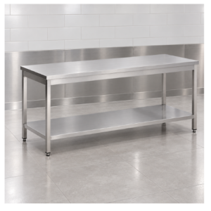 Combisteel arbeidsbord i rustfritt stål med bunnhylle, 2000 x 700 x 600 mm