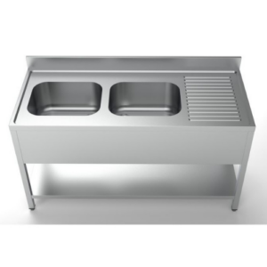 Combisteel oppvaskbenk med kum til venstre og underhylle, 1600 x 700 mm