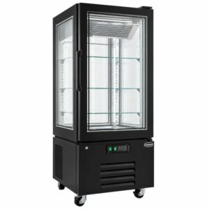 Combisteel konditormonter 280 L med glassdør og LED-belysning, svart | 650 x 650 x 1500 mm