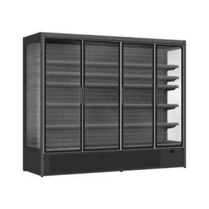 Combisteel kjøleskap med 4 glassdører Luke, 2000 liter, svart, 2448 x 600 x 1570 mm