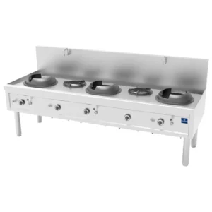 Mastro AHA0025 gassdrevet wokkomfyr med 3 wokbrennere og 2 suppebrennere, 100,9 kW