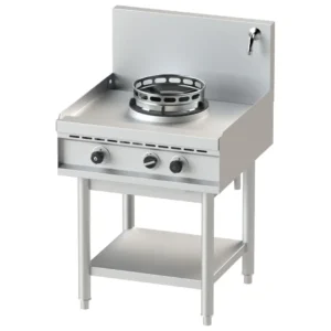 Mastro AHA0001 gassdrevet wokkomfyr med 1 brenner, vannkran og hylle, 13 kW