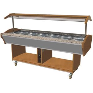 Combisteel varmebuffet 6 x GN 1/1 med granittbenk, brun 2200 x 900 x 850 mm