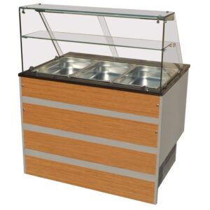 Combisteel Kjølebuffet 3 x GN 1/1 med glassoverbygg, brun | 1070 x 800 x 1345 mm