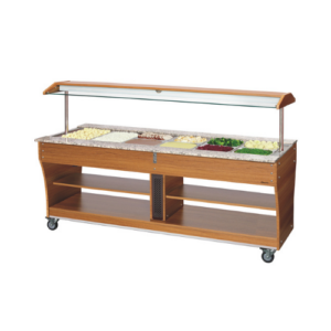 Bartscher buffévogn med varme, 6 x 1/1 GN, teak ,  2150 x 880 x 1370 mm