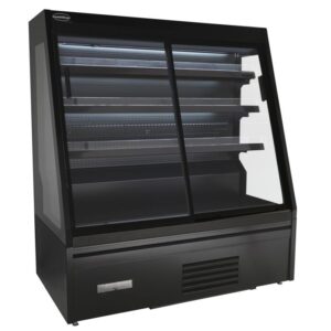 Combisteel kjølemonter med skyvedører, 310 liter, svart, 1310 mm x 740 mm x 1500 mm