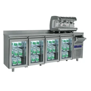 Mastro BNC0015BAR/F kjølebenk med 4 glassdører, GN 1/1 og kaffegrutskuff