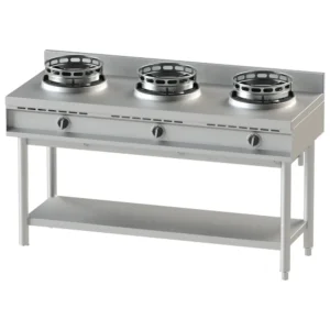 Mastro AHA0019 gassdrevet wokkomfyr med 3 brennere og hylle, 39 kW