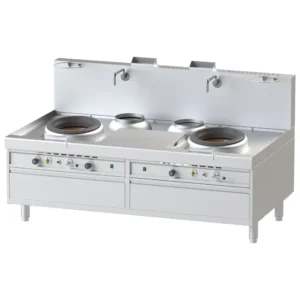 Mastro NGKB22125 gassdrevet wokkomfyr med 2 wokbrennere og 2 suppebrennere, 80 kW