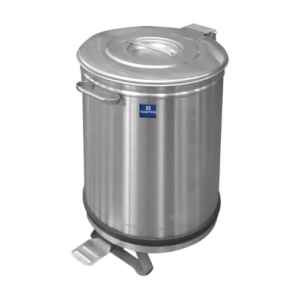 Mastro avfallsbeholder i rustfritt stål med hjul og pedal, 90 liter , 450 x 450 x 685 mm