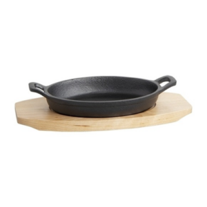 Sunnex Sizzlerplate i støpejern med treunderlag, 17 x 12 cm