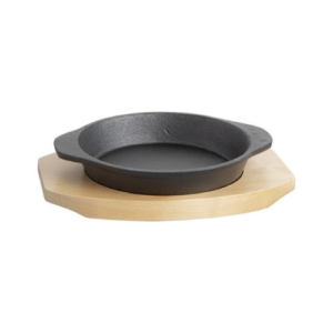 Sunnex Sizzlerplate i støpejern med treunderlag, Ø14 cm
