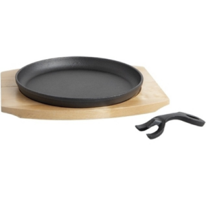 Sunnex Sizzlerplate i støpejern med treunderlag, Ø22 cm