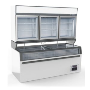 Combisteel Veggmontert frysedisk med 3 glassdører, hvit 850 mm x 1080 mm \ 890 mm x 1019 mm
